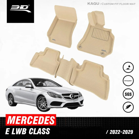 3D Kagu Floor Mat Compatible with  E CLASS V213/W213  LWB 2023+ | Set of 3 Pcs | Custom Fit | BEIGE 3D Kagu Floor Mat Compatible with  E CLASS V213/W213  LWB 2023+ | Set of 3 Pcs | Custom Fit | BEIGE